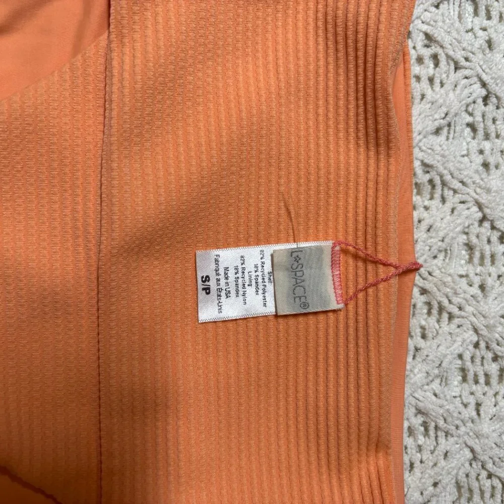 L*Space‎ Ribbed High-Waist Bikini Bottom Orange Textured Swimwear Women’s S NWOT